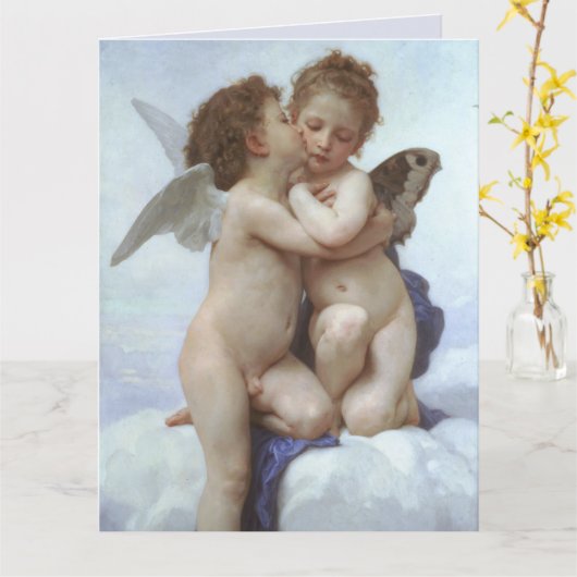 ICH LIEBE DIR, BABY ANGELS BOUGUEREAU CARDS KARTE (Gelbe Blume)