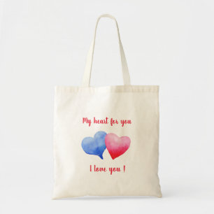 Ich Liebe dir den Valentinstag mit blauem und rote Tragetasche