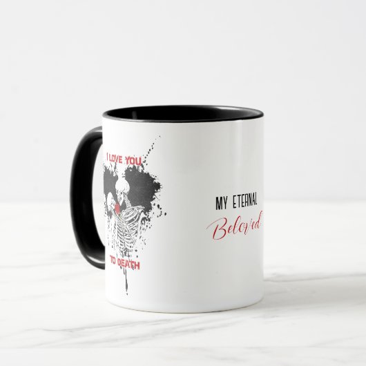 Ich Liebe dir, die gotische Tasse des Skeletts zu (Vorderseite Links)