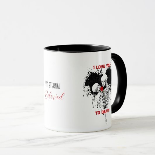Ich Liebe dir, die gotische Tasse des Skeletts zu (VorderseiteRechts)