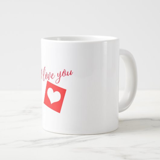 Ich Liebe dir die Herzen. Jumbo-Tasse (Vorderseite Rechts)