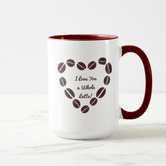 Ich Liebe dir ein ganzes Latte-Kaffee-Bean-Herz Tasse (Rechts)