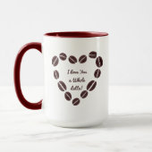 Ich Liebe dir ein ganzes Latte-Kaffee-Bean-Herz Tasse (Links)