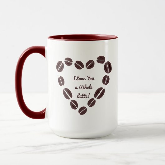 Ich Liebe dir ein ganzes Latte-Kaffee-Bean-Herz Tasse (Links)