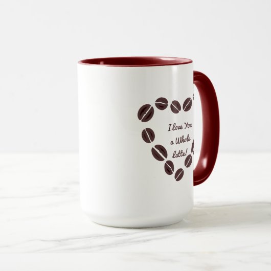 Ich Liebe dir ein ganzes Latte-Kaffee-Bean-Herz Tasse (VorderseiteRechts)