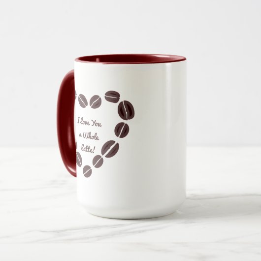 Ich Liebe dir ein ganzes Latte-Kaffee-Bean-Herz Tasse (Vorderseite Links)