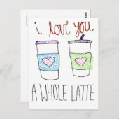 Ich Liebe dir ein ganzes Latte Postkarte (Vorne/Hinten)