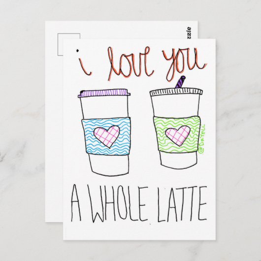 Ich Liebe dir ein ganzes Latte Postkarte (Vorne/Hinten)