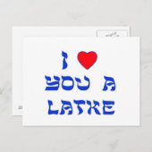 Ich Liebe dir ein Latke Postkarte (Vorne/Hinten)