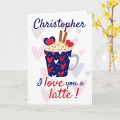 Ich Liebe dir ein Latte! Blue Valentines Funny Karte (Gelbe Blume)