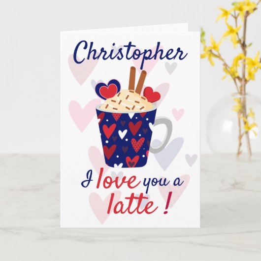 Ich Liebe dir ein Latte! Blue Valentines Funny Karte (Gelbe Blume)