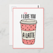 Ich Liebe dir ein Latte, ein Funny Valentine Postkarte (Vorne/Hinten)