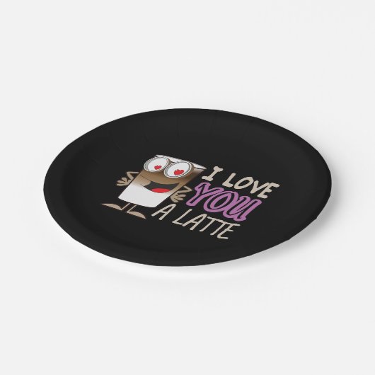 Ich Liebe dir ein Latte Pappteller (Schrägansicht)