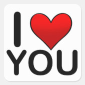 Ich Liebe dir ein rotes Herzsymbol Quadratischer Aufkleber (Vorderseite)