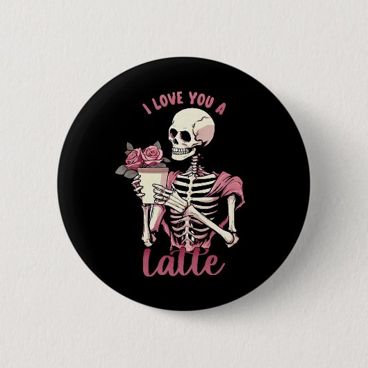 Ich Liebe dir ein Valentinstag Skelett Button (Vorderseite)