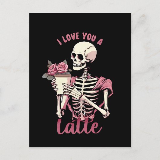 Ich Liebe dir ein Valentinstag Skelett Postkarte (Vorderseite)