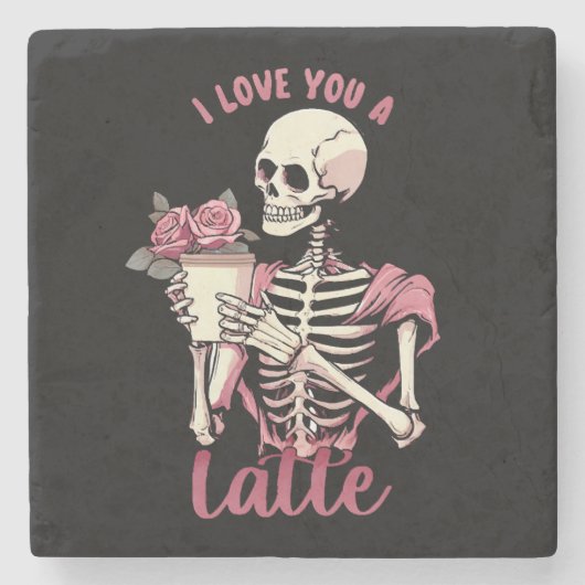 Ich Liebe dir ein Valentinstag Skelett Steinuntersetzer (Vorderseite)