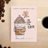 Ich Liebe dir eine Latte Kawaii Coffee Cup Valenti Karte