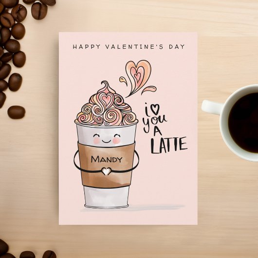 Ich Liebe dir eine Latte Kawaii Coffee Cup Valenti Karte