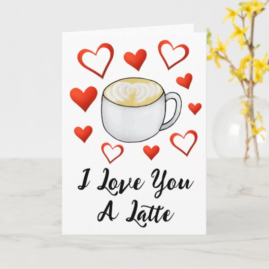 Ich Liebe dir einen Latte Coffee Lover Valentinsta Karte (Gelbe Blume)