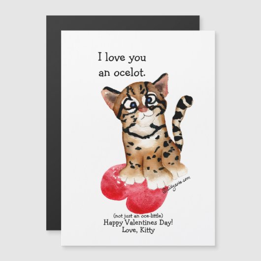 Ich Liebe dir einen Ozelot Magnetkarte (Vorne/Hinten)