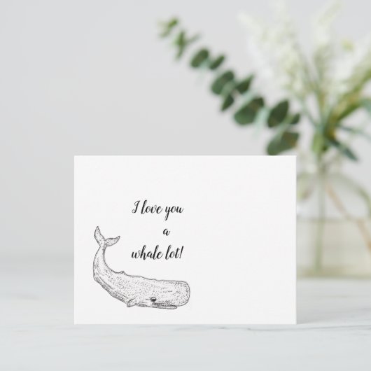 Ich Liebe dir einen Whale Lot White Whale Postkarte (Stehend Vorderseite)