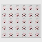 Ich Liebe dir farbenfrohe Herzen grau Geschenkpapier (Flach)