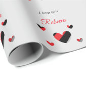 Ich Liebe dir farbenfrohe Herzen grau Geschenkpapier (Rolleneckpunkt)