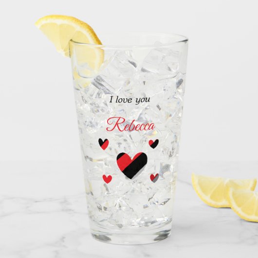 Ich Liebe dir farbenfrohe Herzen weiß Glas (Vorderseite Ice)