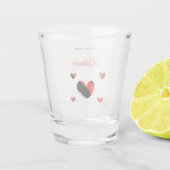 Ich Liebe dir farbenfrohe Herzen weiß Schnapsglas (Rückseite)