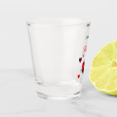 Ich Liebe dir farbenfrohe Herzen weiß Schnapsglas (Links)