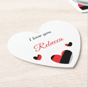 Ich Liebe dir farbenfrohe Herzen weiß Untersetzer