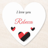 Ich Liebe dir farbenfrohe Herzen weiß Untersetzer (Vorderseite)