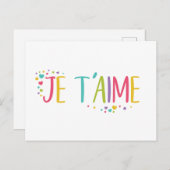 Ich Liebe dir Französisch Je t'aime- Regenbogen-Po Postkarte (Vorne/Hinten)