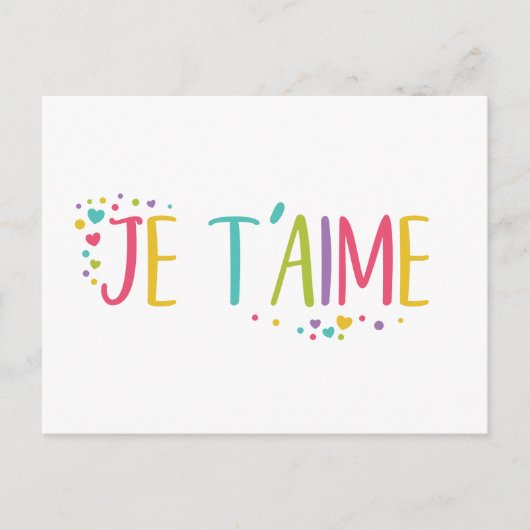 Ich Liebe dir Französisch Je t'aime- Regenbogen-Po Postkarte (Vorderseite)
