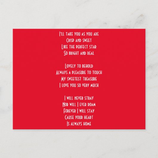 Ich Liebe dir Gedicht Postkarte (Vorderseite)