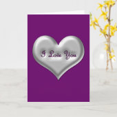 Ich Liebe dir graues Herz mit metallischer Wirkung Karte (Gelbe Blume)