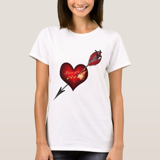 Ich Liebe dir Herz und Pfeil T-Shirt (Vorderseite)