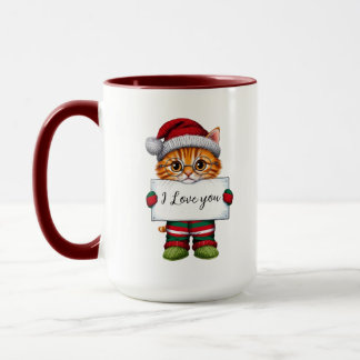 Ich Liebe dir, Katze Personalisierte Weihnachtszei Tasse