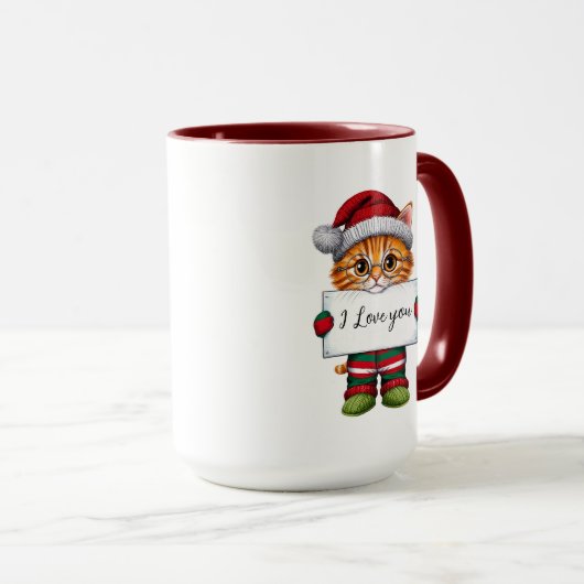 Ich Liebe dir, Katze Personalisierte Weihnachtszei Tasse (VorderseiteRechts)