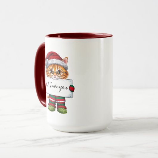 Ich Liebe dir, Katze Personalisierte Weihnachtszei Tasse (Vorderseite Links)