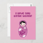 Ich Liebe dir kleine Schwester, Babuschka-Puppe! Postkarte (Vorne/Hinten)