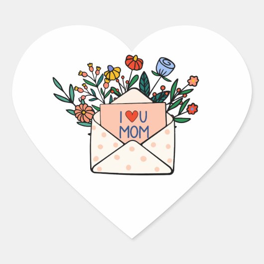 Ich Liebe dir Mama Herz-Aufkleber (Vorderseite)
