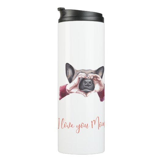 "Ich Liebe dir Mama!" Hunde-Mama Thermosbecher (Nach rechts gedreht)