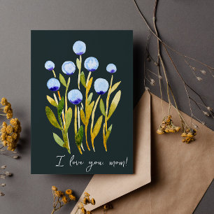 Ich Liebe dir Mama minimale blaue Aquarellfarben-B Karte