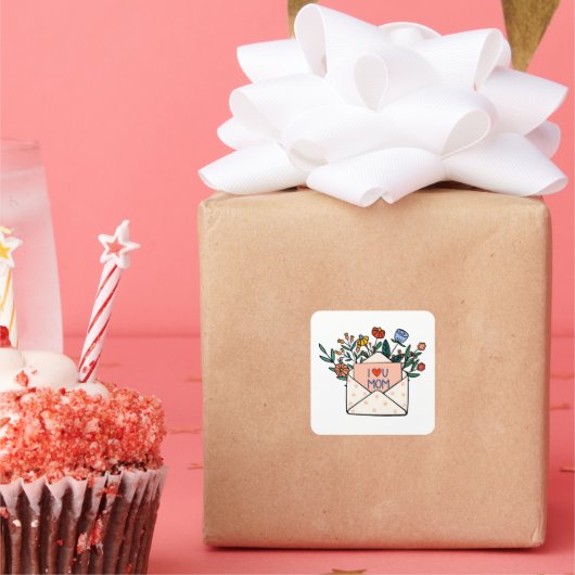 Ich Liebe dir Mama Quadratischer Aufkleber (Party)