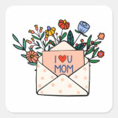 Ich Liebe dir Mama Quadratischer Aufkleber (Vorderseite)