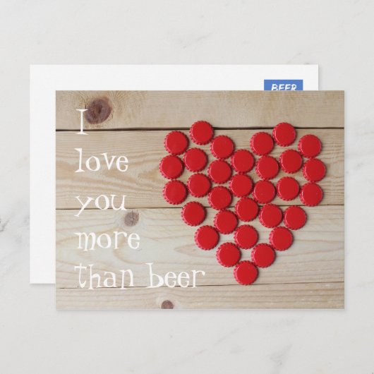 Ich Liebe dir mehr als Bier Postkarte (Vorne/Hinten)