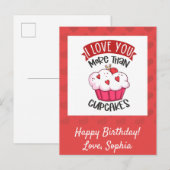 Ich Liebe dir mehr als Cupcakes Postkarte (Vorne/Hinten)