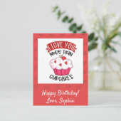 Ich Liebe dir mehr als Cupcakes Postkarte (Stehend Vorderseite)